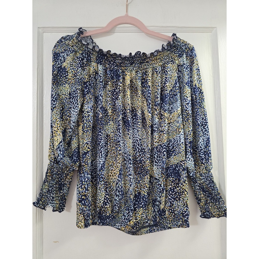 Last Tango Multicolor Off-Shoulder 3/4‎ Sleeve Top Women's Small Made in USA